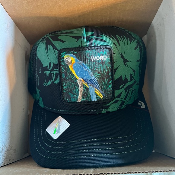 Goorin Bros Trucker Hat WORD PARROT Green Jungle NEW WITH TAG LIMITED EDITION - Picture 3 of 6